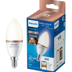 Philips Smart WiZ white LED pære E14 4,6W kerte mat