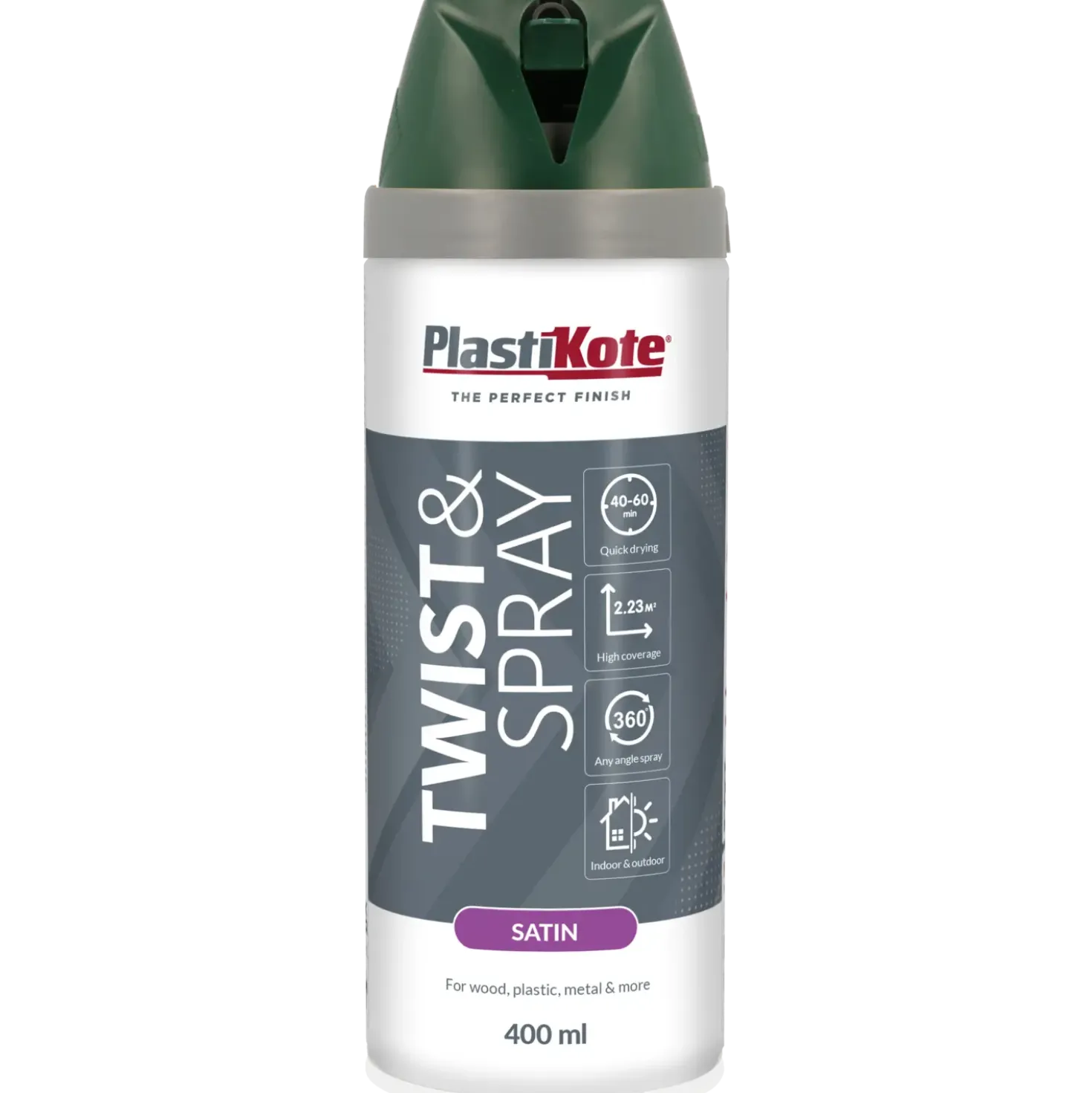 Plasti-Kote twist spraymaling 400 ml satin grøn