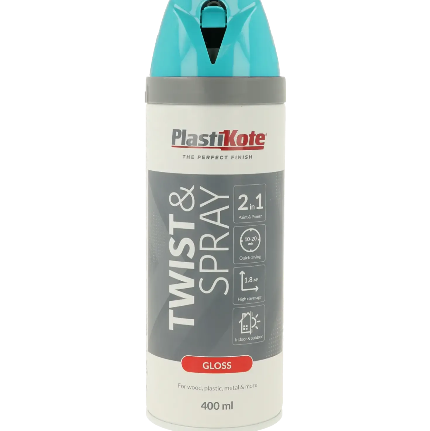 Plasti-Kote twist spraymaling 400 ml blank tyrkis blå