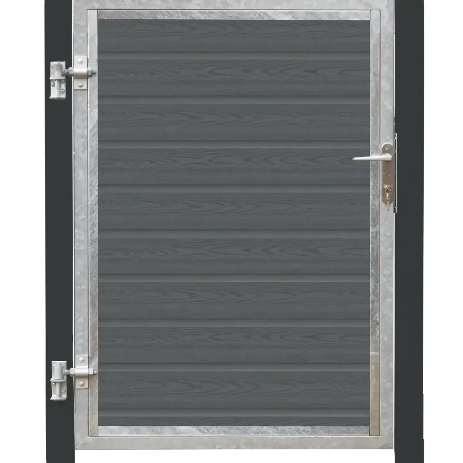 PLUS Artura komposit enkeltlåge 115×135 cm venstrehængt m/gråsorte stolper til nedstøbning