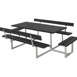 PLUS Basic Bord/Bænkesæt m/2 ryglæn og 2 påbygninger 260 cm RePlast Sort