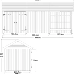 Plus Classic Multi Havehus 14,5 m² 3 moduler m/dobbeltdør og åben/lukket front