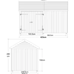 Plus Classic Multi Havehus 10 m² 2 moduler m/dobbeltdør og lukket front inkl. tagpap/alulister/H-stolpefødder