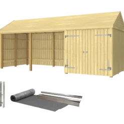 Plus Classic Multi Havehus 14,5 m² 3 moduler m/dobbeltdør og åben front inkl. tagpap/alulister/H-stolpefødder