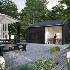 Plus Classic Multi Havehus 10 m² 2 moduler m/enkeltdør og lukket/åben front inkl. tagpap/alulister/H-stolpefødder