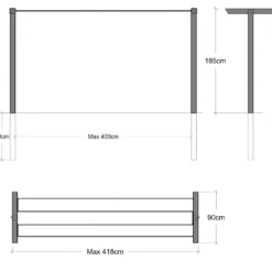 Plus classic tørrestativ 90x185x400 cm sort