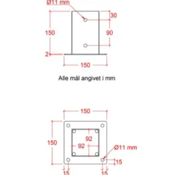 Plus Cubic stolpefod t/fundament 9x9 cm varmgalvaniseret