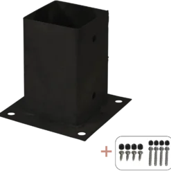 Plus Cubic Stolpefod 9x9 cm stolper til fundament m/skruer sort