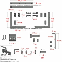 PLUS Harmoni dobbeltlåge 200×107 cm sort inkl. sort beslag