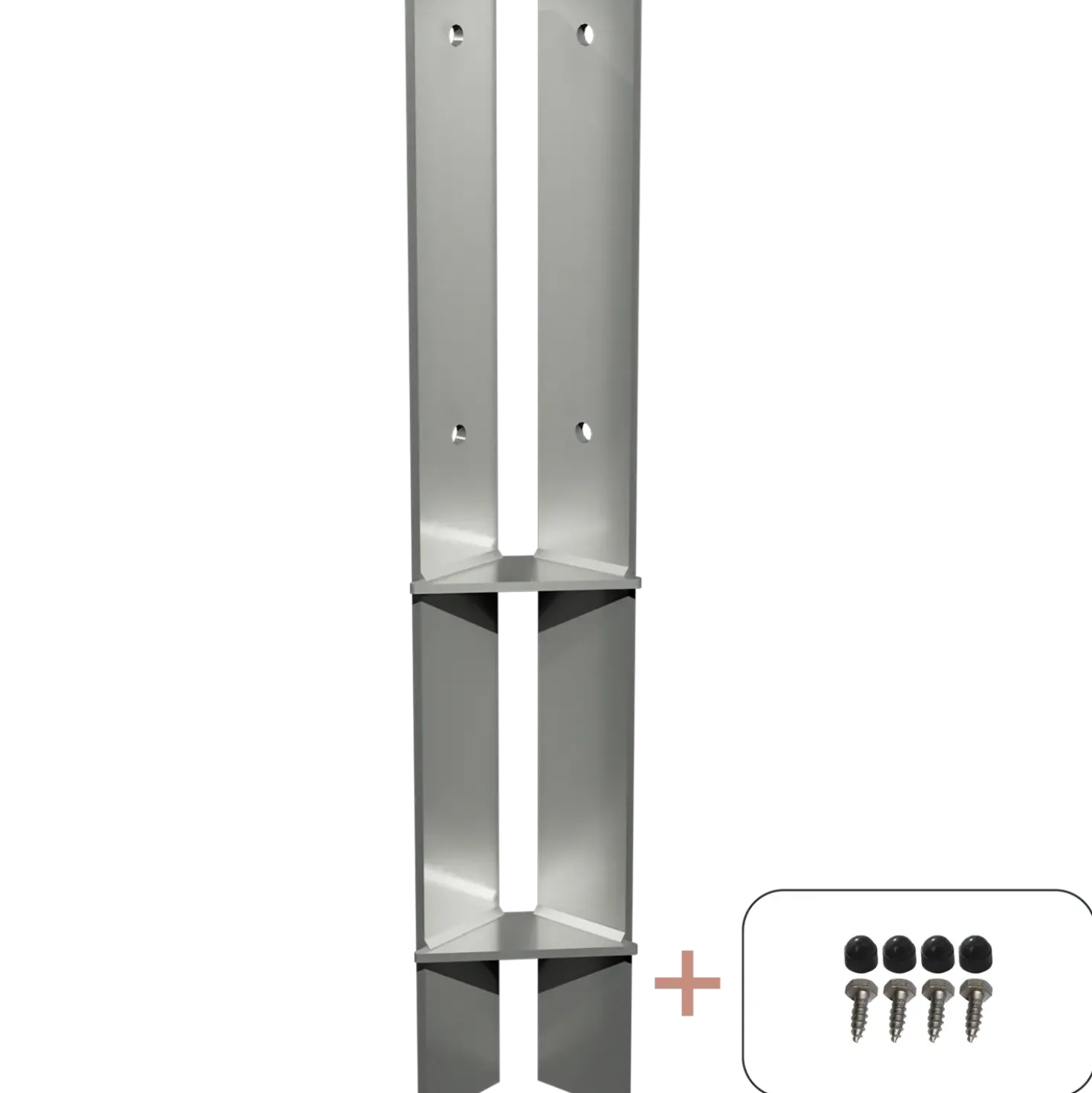 Plus Hjørne Stolpefod 60 cm 9x9 cm stolper til nedstøbning m/skruer
