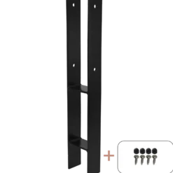 Plus H-stolpefod 60 cm 9x9 cm stolper til nedstøbning m/skruer sort