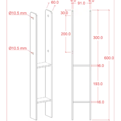 Plus H-stolpefod 60 cm 9x9 cm stolper til nedstøbning m/skruer