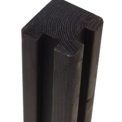 PLUS Krydsskåret Profilstolpe m/2 spor Hjørne 9×9×268 cm Sort