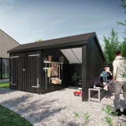 Plus Multi havehus 10,5 m² 2 moduler med dobbeltdør og åben front