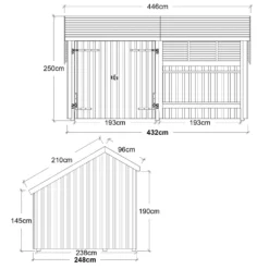 Plus Multi havehus 10,5 m² 2 moduler med dobbeltdør og åben front