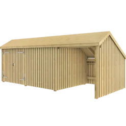 Plus Multi havehus 15,5 m² 3 moduler med dobbeltdør og lukket/åbent front