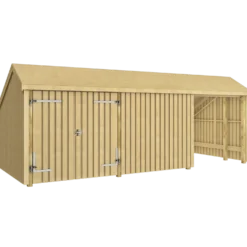 Plus Multi havehus 15,5 m² 3 moduler med dobbeltdør og lukket/åbent front