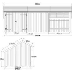 Plus Multi havehus 15,5 m² 3 moduler med dobbeltdør og lukket/åbent front