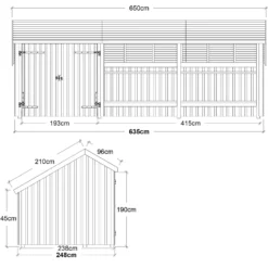 Plus Multi havehus 15,5 m² 3 moduler med dobbeltdør og åbent front