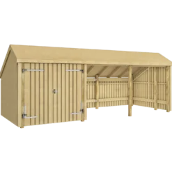 Plus Multi havehus 15,5 m² 3 moduler med dobbeltdør og åbent front