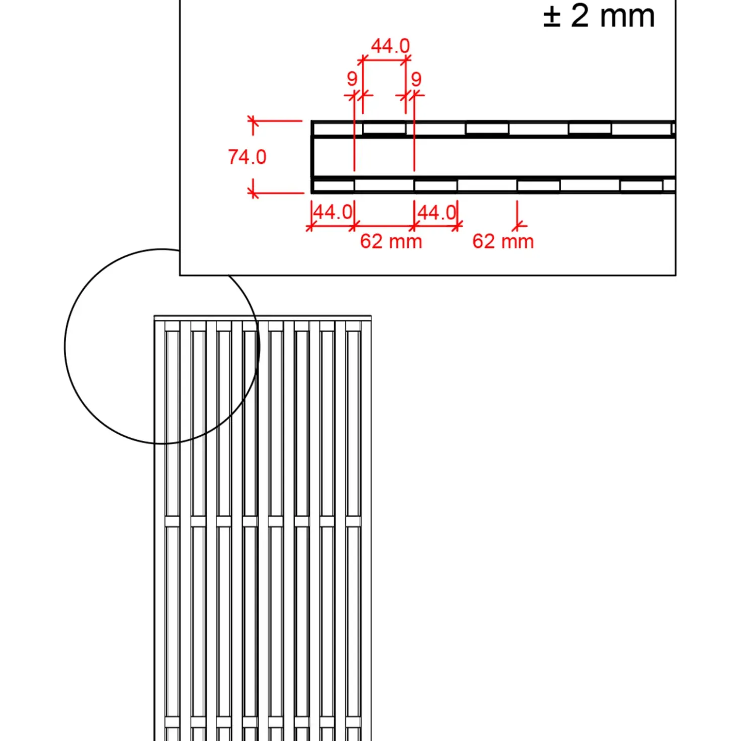 Plus Nagano hegn 90x180 cm hvid