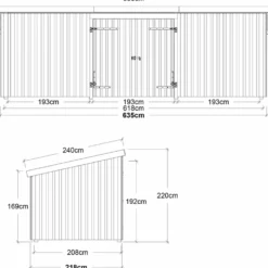 Plus Nordic Multi Havehus 14 m² 3 moduler m/dobbeltdør og lukket front