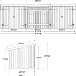 Plus Nordic Multi havehus 14 m² 3 moduler med 2 dobbeltdøre og åben front