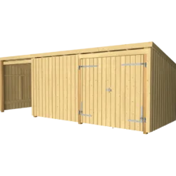 Plus Nordic Multi havehus 14 m² 3 moduler med dobbeltdør og lukket/åben front