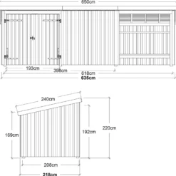 Plus Nordic Multi havehus 14 m² 3 moduler med dobbeltdør og lukket/åben front