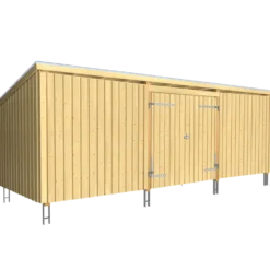 Plus Nordic Multi Havehus 14 m² 3 moduler m/dobbeltdør og lukket front tagpap/alulister/stolpefødder
