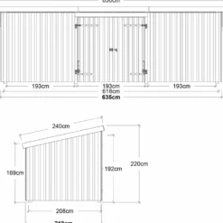 Plus Nordic Multi Havehus 14 m² 3 moduler m/dobbeltdør og lukket front tagpap/alulister/stolpefødder