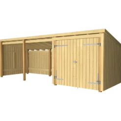 Plus Nordic Multi havehus 14 m² 3 moduler med dobbeltdør og åben front