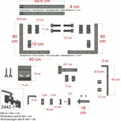 PLUS Osaka dobbeltlåge 200×93 cm sort inkl. sort beslag