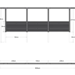 Plus Pergola enkelt 3 moduler m/Tokyo hegn sort