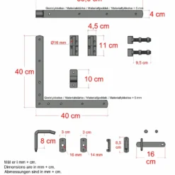 PLUS Plank enkeltlåge 100×125 cm sort PEFC inkl. sort beslag