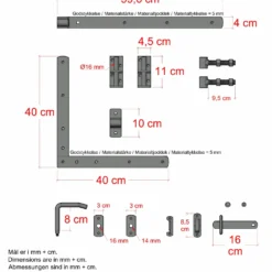 PLUS Plank enkeltlåge inkl. beslag 100×163 cm Sort