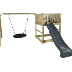 PLUS PLUS Play legetårn inkl. gyngestativ, gråsort rutsjebane og sort redegynge