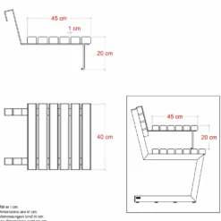 PLUS Relax bænk m/hængebord 150 cm sort