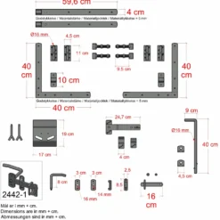 PLUS Sendai dobbeltlåge 200×80 cm sort inkl. sort beslag