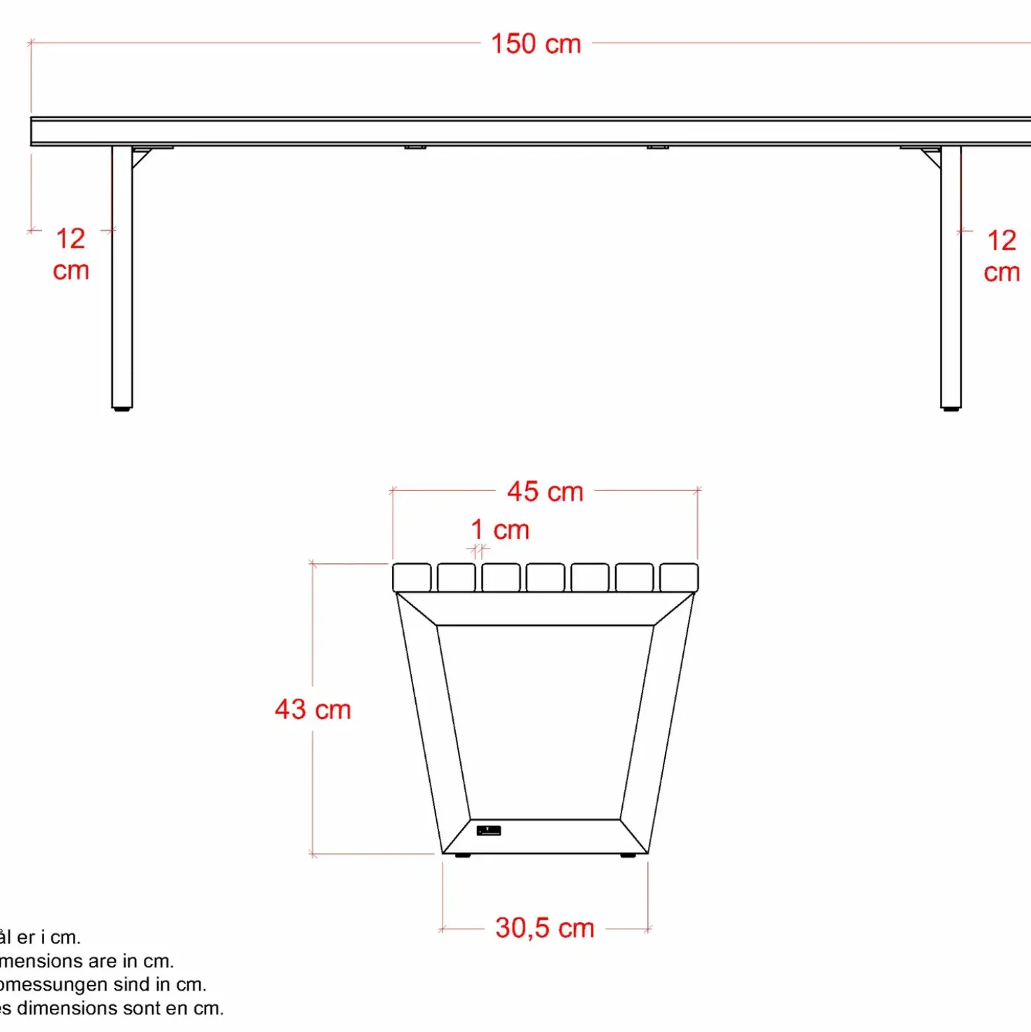 PLUS Siesta Living bænk/bord 150 cm