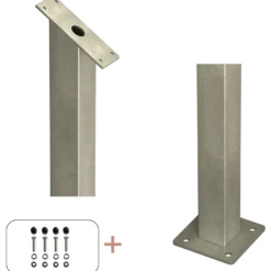 Plus Stålstolpe m/fod inkl. bolte til trappe gelænder 4,5x4,5x87,1/80,4 cm
