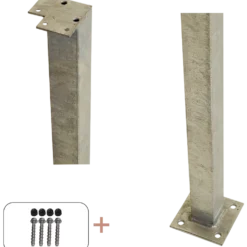 Plus Stålstolpe m/fod til håndliste inkl. bolte hjørnestolpe 4,5x4,5x103,3 cm