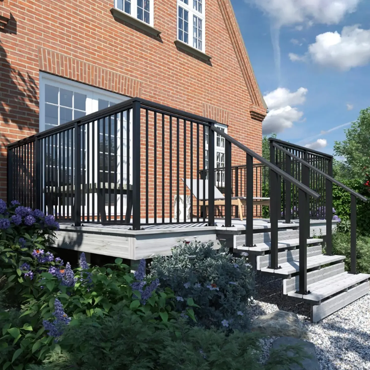 Plus Terrassetrappe 4 trin 71x104 cm 34,2° 120 cm