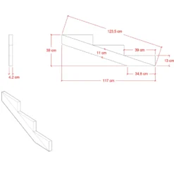 Plus trappevange 3 trin 19° 117x39 cm tryk imp.