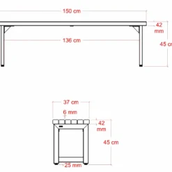 PLUS Trend Living plankebænk 150 cm
