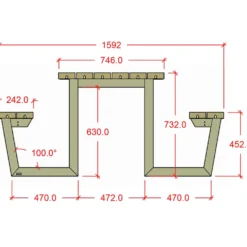 Plus Wega bord/bænkesæt 177 cm trykimp