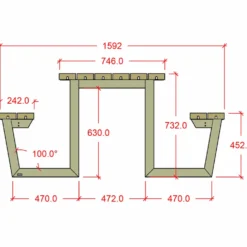 Plus Wega Bord/Bænkesæt m/2 ryglæn 177 cm ThermoWood®