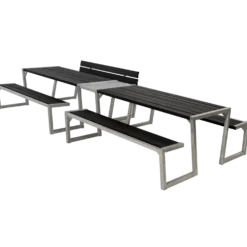 Plus Zigma bord/bænkesæt med 1 ryglæn 392 cm sort