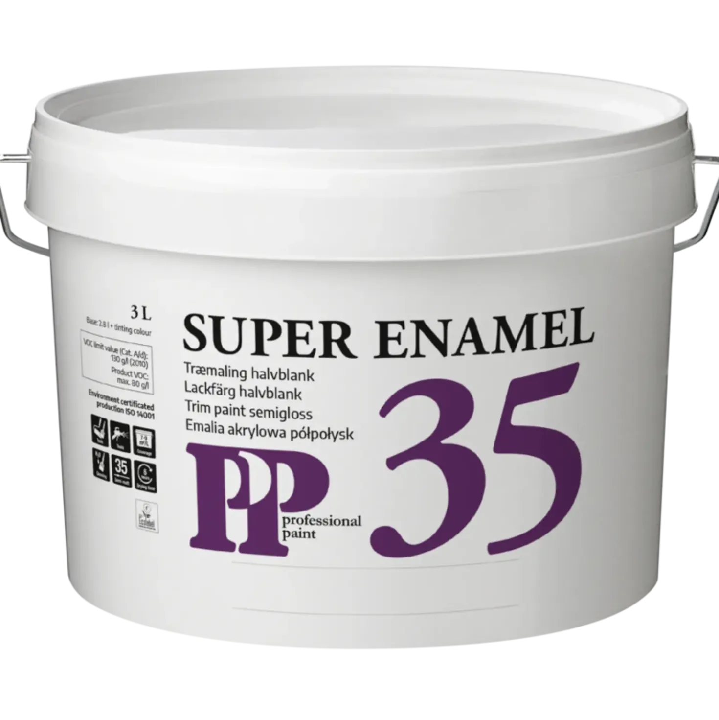 PP Acrylemalje 35 hvid S0500-N 3 L
