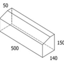 RBR Multikant standard TP15/50 grå med skrå forkant - 14x50x15,5 cm